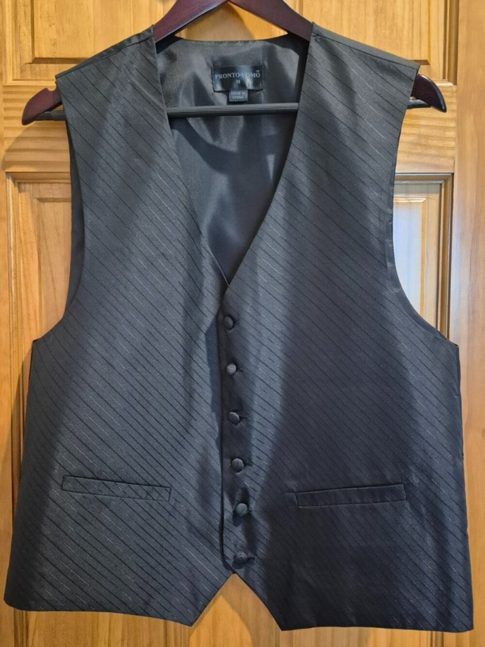 Charcoal Grey Diagonal Pinstripe Formal Vest